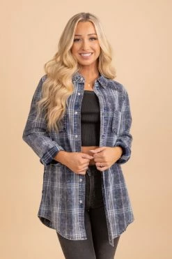 Wholesale Fashion Trends Be Who You Are Blue Plaid Top