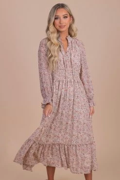 In Loom What We're Made Of Floral Long Sleeve Dress - Pink