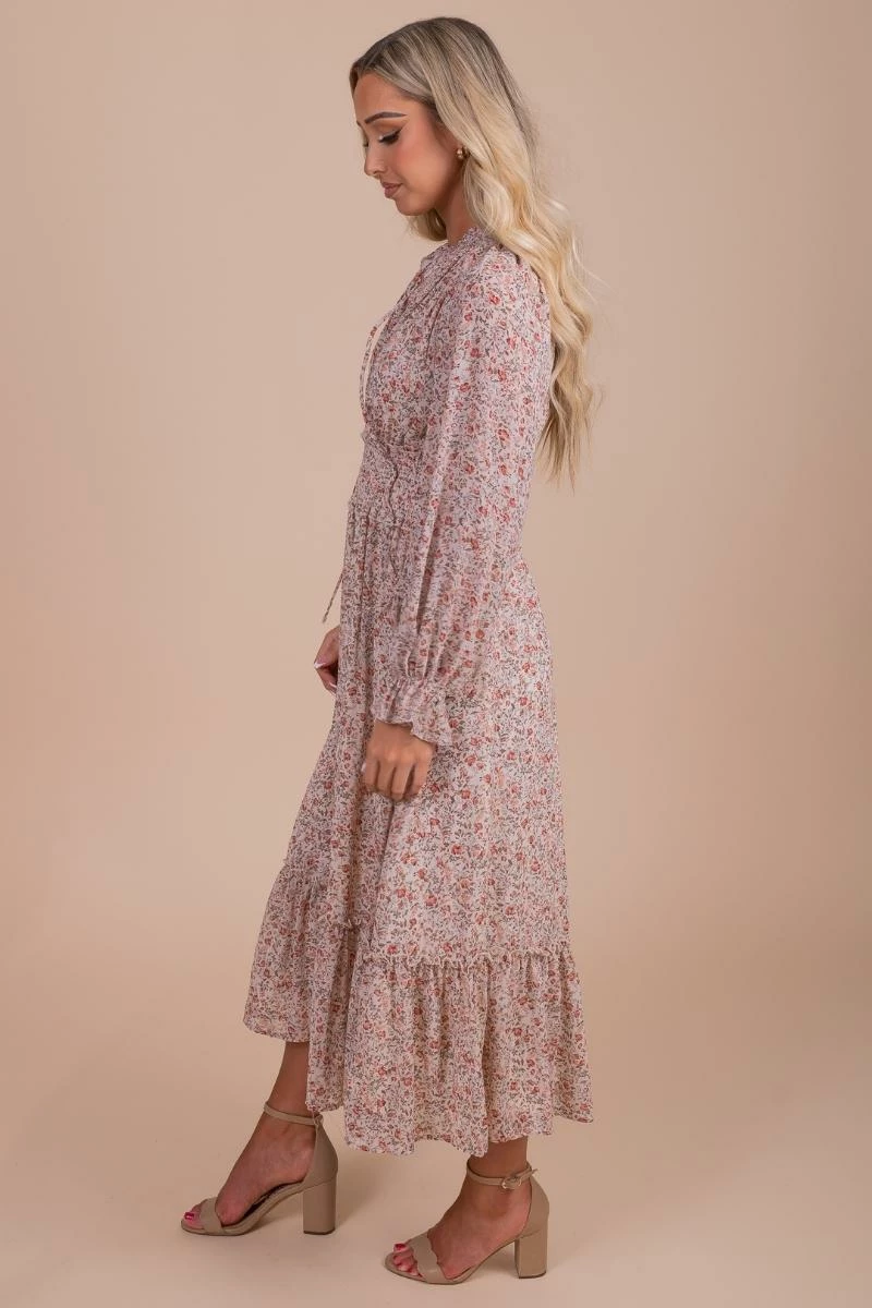 In Loom What We're Made Of Floral Long Sleeve Dress - Pink 4 In Loom What We're Made Of Floral Long Sleeve Dress - Pink - Image 2