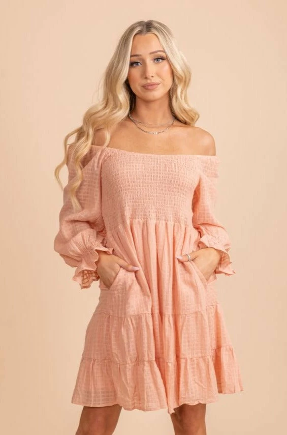 Wholesale Fashion Trends Peachy Pink Smocked Mini Dress 5 Wholesale Fashion Trends Peachy Pink Smocked Mini Dress - Image 3