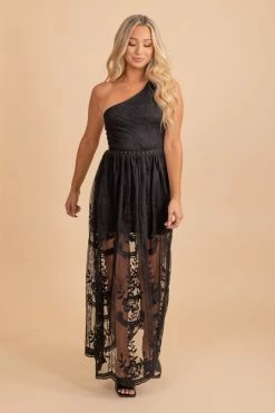 Wholesale Fashion Trends It's My Day One Shoulder Lace Maxi Dress