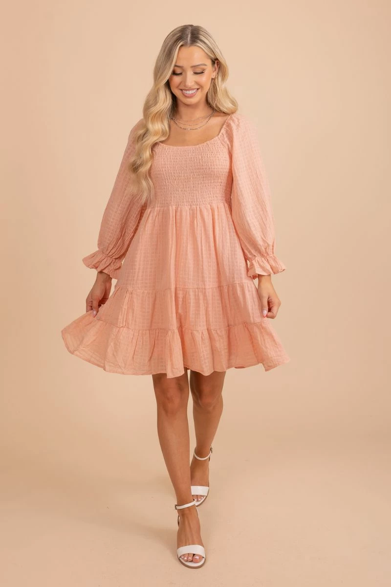 Wholesale Fashion Trends Peachy Pink Smocked Mini Dress 4 Wholesale Fashion Trends Peachy Pink Smocked Mini Dress - Image 2