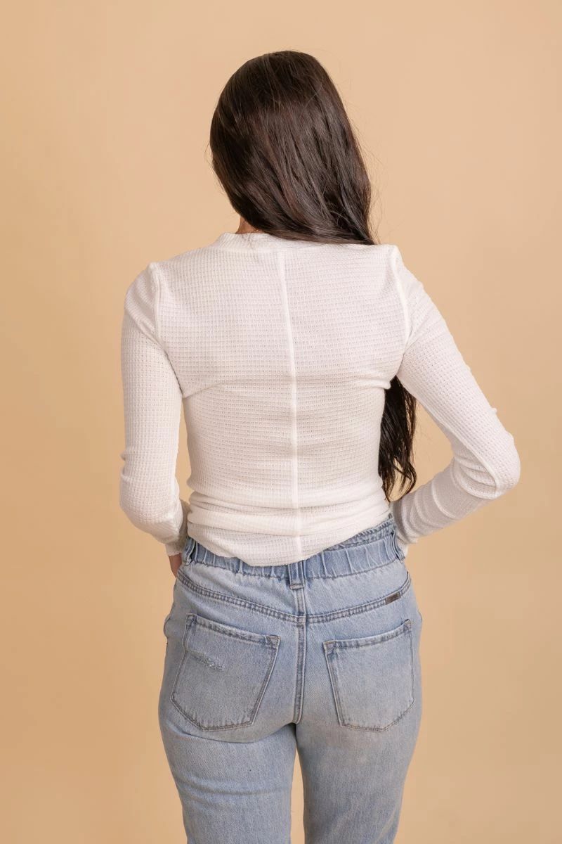 Zenana It's The Simple Things Waffle Knit Buttoned Top 4 Zenana It's The Simple Things Waffle Knit Buttoned Top - Image 2