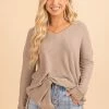Zenana Spiced Cider V-Neck Waffle Top