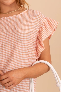 7th Ray Apple Of My Eye Gingham Top -bella ella boutique shop AppleOfMyEyeGinghamTop Detail 5000x