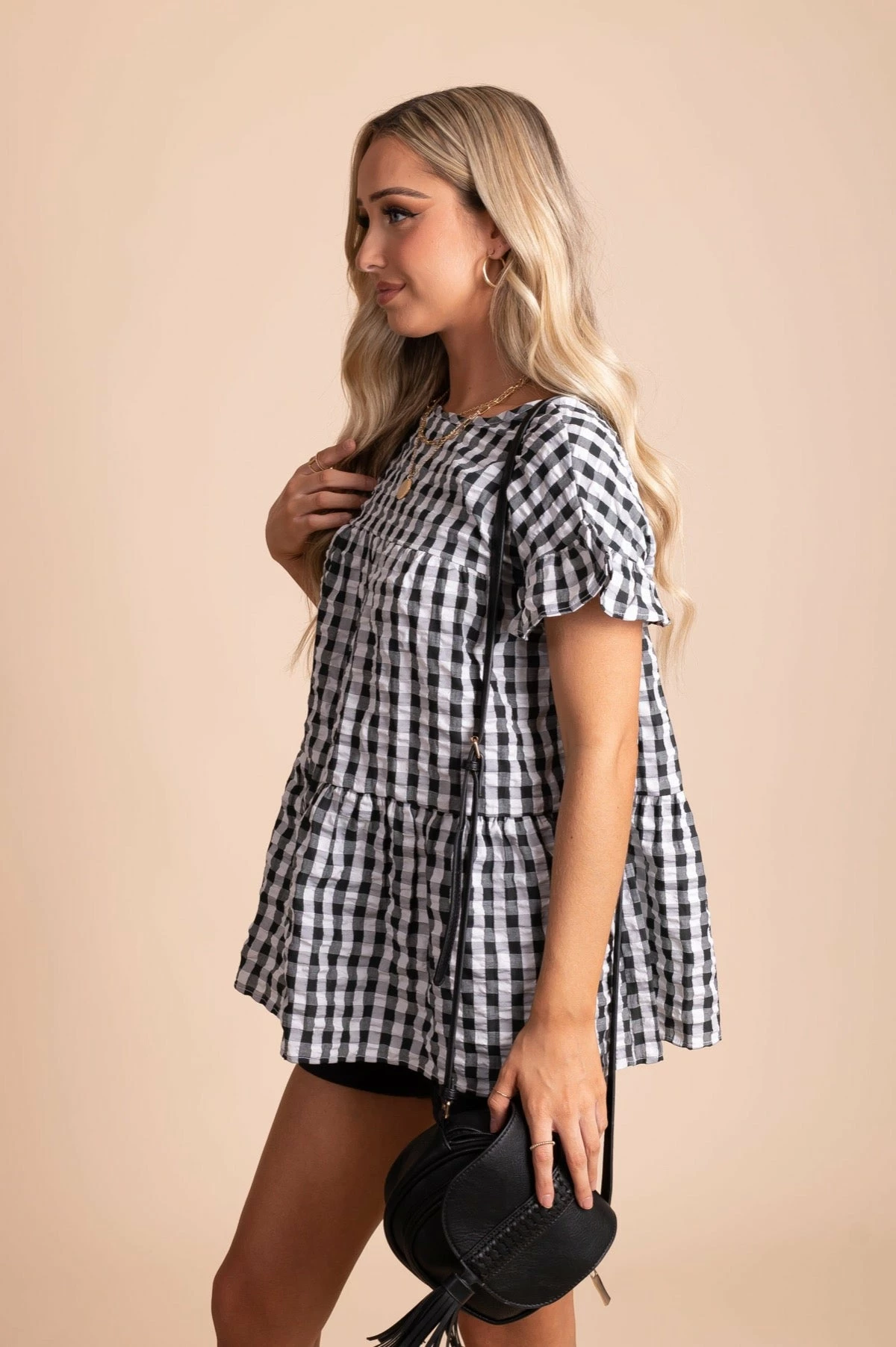 2 Hearts Be Unforgettable Gingham Peplum Top 7 2 Hearts Be Unforgettable Gingham Peplum Top - Image 5