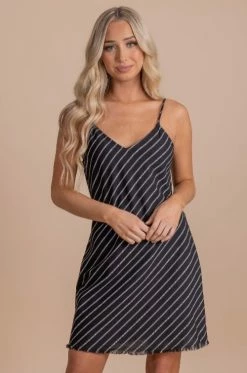 Bella Ella Boutique My Way Black Striped Mini Dress