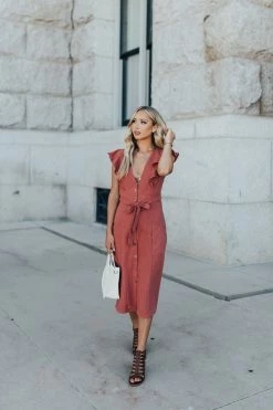 Bella Ella Boutique Break The Rules Orange Striped Midi Dress -bella ella boutique shop BELLA ELLA 7.15.19 1826 1 5000x