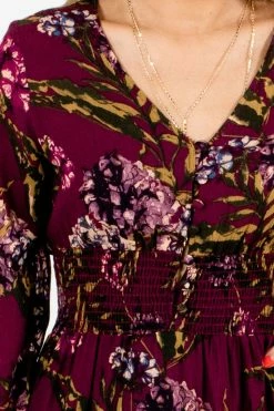 Bella Ella Boutique Beat Of My Heart Purple Floral Mini Dress -bella ella boutique shop Beat of My Heart Purple Mini Dress Detail 5000x