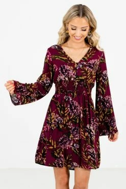 Bella Ella Boutique Beat Of My Heart Purple Floral Mini Dress -bella ella boutique shop Beat of My Heart Purple Mini Dress Front 5000x