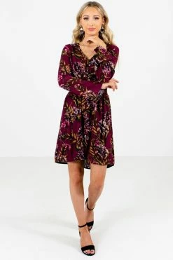 Bella Ella Boutique Beat Of My Heart Purple Floral Mini Dress -bella ella boutique shop Beat of My Heart Purple Mini Dress Full Front2 5000x