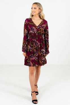 Bella Ella Boutique Beat Of My Heart Purple Floral Mini Dress -bella ella boutique shop Beat of My Heart Purple Mini Dress Full Front 5000x