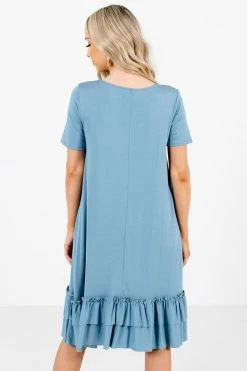 Zenana Beautiful Dream Knee-Length Dress -bella ella boutique shop Beautiful Dream Blue Dress Back 5000x