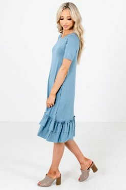 Zenana Beautiful Dream Knee-Length Dress -bella ella boutique shop Beautiful Dream Blue Dress Side 5000x