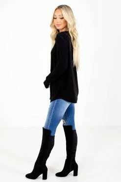 Active Basics Beautiful Girl Button-Up Top -bella ella boutique shop Beautiful Girl Black Top Side 5000x