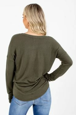 Active Basics Beautiful Girl Button-Up Top -bella ella boutique shop Beautiful Girl Green Top Back 5000x