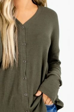 Active Basics Beautiful Girl Button-Up Top -bella ella boutique shop Beautiful Girl Green Top 5000x