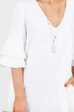 Wholesale Fashion Square Believe You Can White Mini Dress -bella ella boutique shop BelieveYouCanWhiteDressDetail 5000x