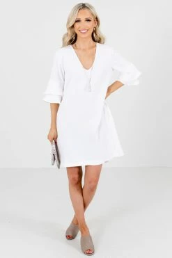 Wholesale Fashion Square Believe You Can White Mini Dress -bella ella boutique shop BelieveYouCanWhiteDressFullFront 5000x