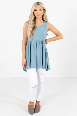 Zenana Best Friend Tank Top -bella ella boutique shop BestFriendTankTopBlueFullFront 5000x