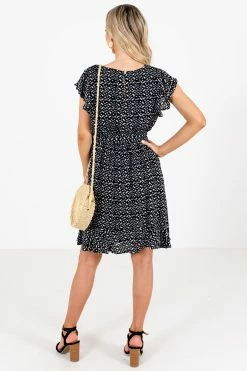 Bella Ella Boutique Bold Type Patterned Mini Dress -bella ella boutique shop Bold Type Black Dress Back 5000x