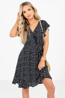 Bella Ella Boutique Bold Type Patterned Mini Dress -bella ella boutique shop Bold Type Black Dress Front 5000x