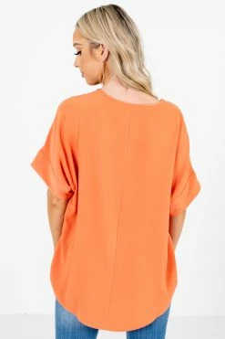Zenana Born For This Short Sleeve Blouse -bella ella boutique shop BornforThisOrangeBlouseBack 5000x