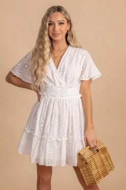 Blu Ivy Bring On Spring Eyelet Mini Dress -bella ella boutique shop BringOnSpringEyeletMiniDressfront2 5000x