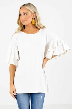 Zenana Build Your Dream Ruffle Top 36 Zenana Build Your Dream Ruffle Top -bella ella boutique shop Build Your Dream Cream Top Front 5000x