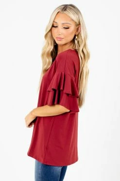 Zenana Build Your Dream Ruffle Top 39 Zenana Build Your Dream Ruffle Top -bella ella boutique shop Build Your Dream Red top Side 5000x