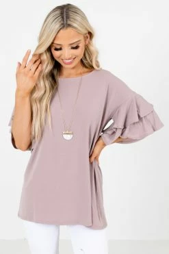 Zenana Build Your Dream Ruffle Top 23 Zenana Build Your Dream Ruffle Top -bella ella boutique shop BuildYourDreamTopBrownFront 5000x