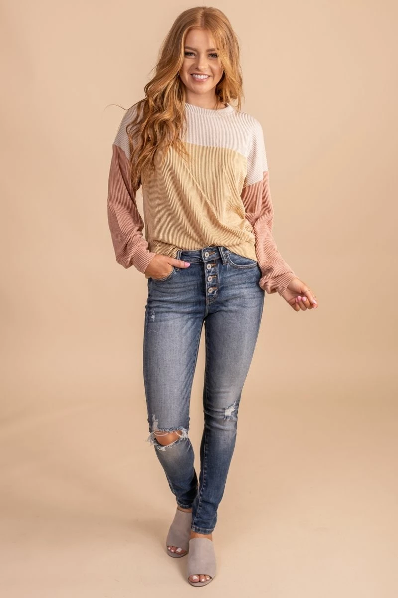 Tres Bien Casual Saturday Ribbed Color Block Top 6 Tres Bien Casual Saturday Ribbed Color Block Top - Image 4