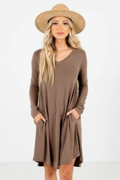 Bella Ella Boutique Chase Your Dreams Brown Mini Dress