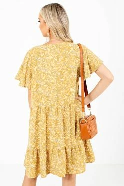 Jodifl Cheers To You Patterned Mini Dress -bella ella boutique shop Cheers to You Yellow Dress Back 5000x