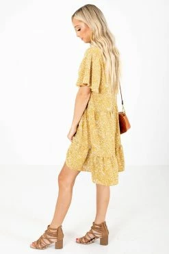 Jodifl Cheers To You Patterned Mini Dress -bella ella boutique shop Cheers to You Yellow Dress Side 5000x