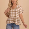 Blu Pepper Courage To Fly Plaid Top -bella ella boutique shop CourageToFlyPlaidTop Front 5000x