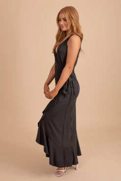Almost Nothing Creative Touch Maxi Wrap Dress - Black -bella ella boutique shop CreativeTouchMaxiWrapDress Side 5000x