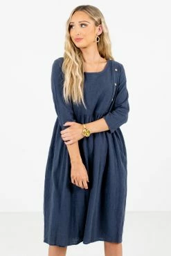 Bella Ella Boutique Embrace Your Beauty Blue Knee-Length Dress -bella ella boutique shop Embrace Your Beauty Blue Dress Front2 5000x