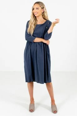 Bella Ella Boutique Embrace Your Beauty Blue Knee-Length Dress -bella ella boutique shop Embrace Your Beauty Blue Dress Full Front2 5000x