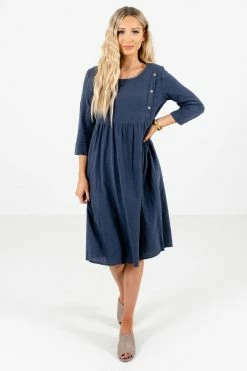 Bella Ella Boutique Embrace Your Beauty Blue Knee-Length Dress -bella ella boutique shop Embrace Your Beauty Blue Dress Full Front3 5000x