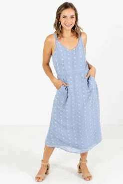 Listicle Escape Reality Midi Dress -bella ella boutique shop Escape Reality Blue Dress Front 5000x