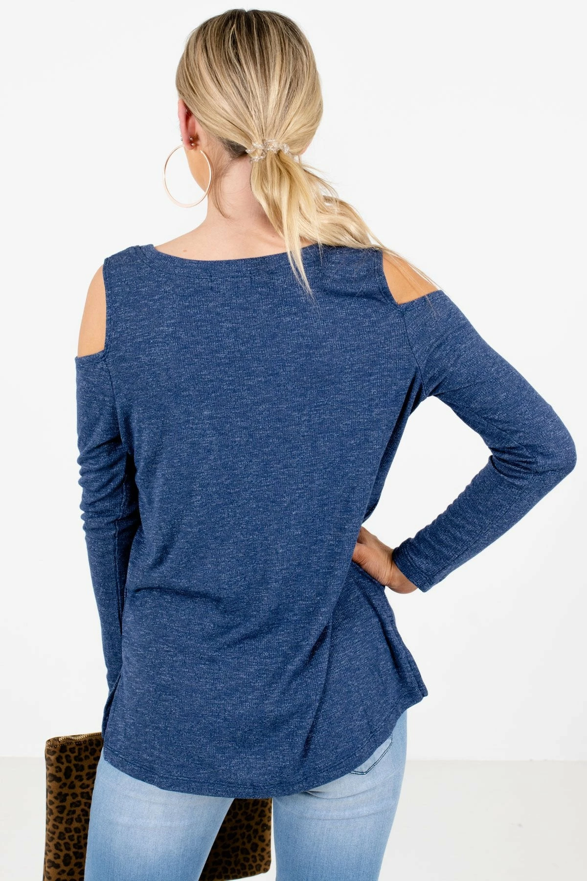Bella Ella Boutique Fine By Me Blue Cold Shoulder Top 4 Bella Ella Boutique Fine By Me Blue Cold Shoulder Top - Image 2