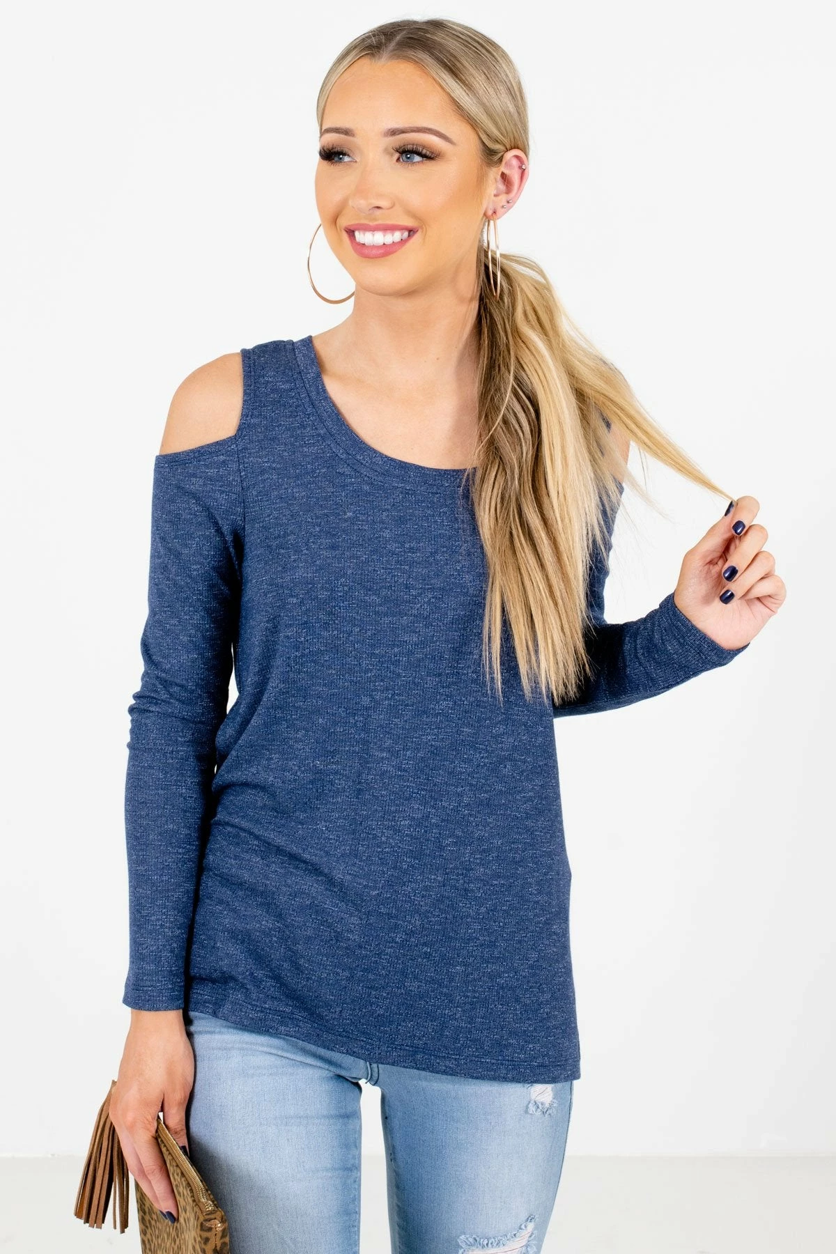 Bella Ella Boutique Fine By Me Blue Cold Shoulder Top 3 Bella Ella Boutique Fine By Me Blue Cold Shoulder Top