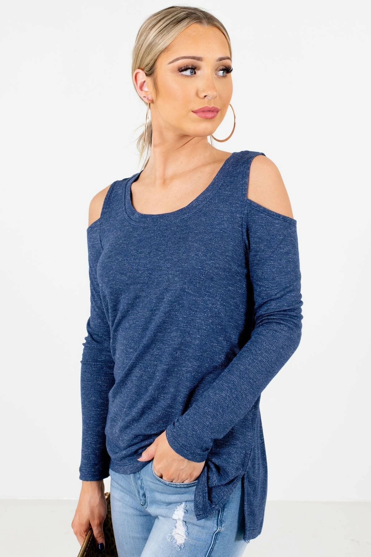 Bella Ella Boutique Fine By Me Blue Cold Shoulder Top 7 Bella Ella Boutique Fine By Me Blue Cold Shoulder Top - Image 5