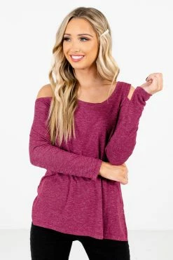 Bella Ella Boutique Fine By Me Berry Purple Cold Shoulder Top -bella ella boutique shop Fine By Me Purple Top Front2 5000x