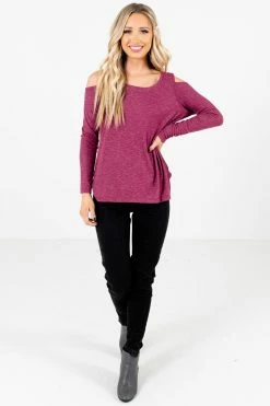 Bella Ella Boutique Fine By Me Berry Purple Cold Shoulder Top -bella ella boutique shop Fine By Me Purple Top Full Front2 5000x