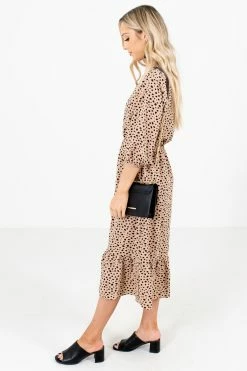 Bella Ella Boutique Focus On Me Patterned Midi Dress -bella ella boutique shop Focus On Me Beige Dress Side 5000x