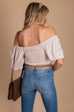 Lovetree From The Shore Crop Top 23 Lovetree From The Shore Crop Top -bella ella boutique shop FromTheShore Smocked Crop Top 7 5000x