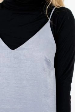 Bella Ella Boutique Girls Night Gray Satin Knee-Length Dress -bella ella boutique shop Girls Night Gray Dress Detail 5000x