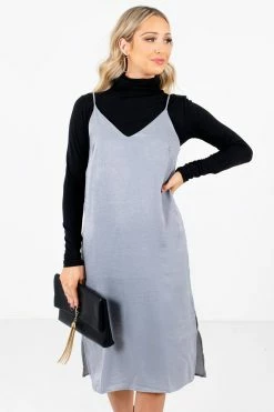 Bella Ella Boutique Girls Night Gray Satin Knee-Length Dress